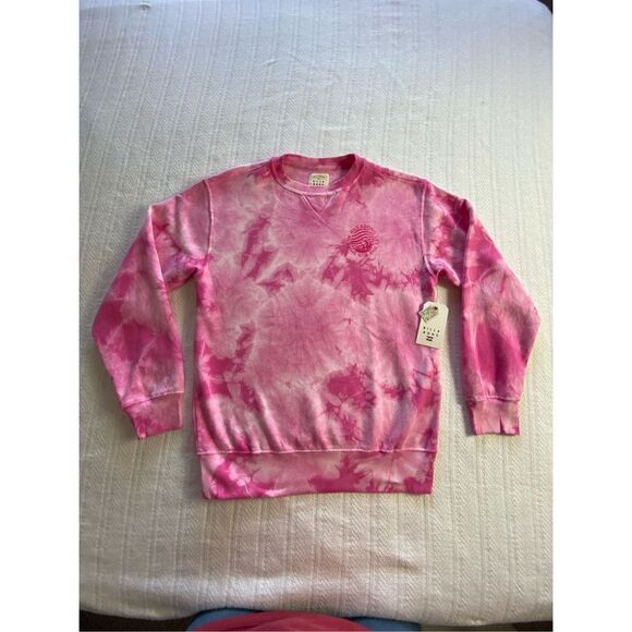 BILLABONG JUNIOR MEDIUM, “Let The Sunshine In” Long Sleeve Pink Tie Dye Sweatshi - Picture 2 of 8
